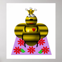 Cute queen bee on a quilt print