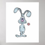 cute rabbit with flower in mouth poster