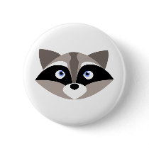 Cute Raccoon Face Pinback Buttons