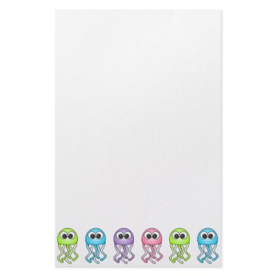 Cute Rainbow Jellyfish Stationery by JKLDesigns