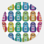 Cute Rainbow Matryoshka Owl Round Sticker