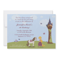 Cute rapunzel tower girl's birthday party invite