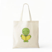cute reading turtle tote bags