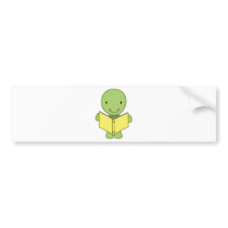 cute reading turtle bumper sticker
