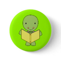cute reading turtle buttons