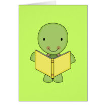 cute reading turtle cards