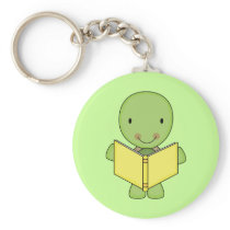 cute reading turtle key chain