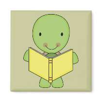 cute reading turtle magnet