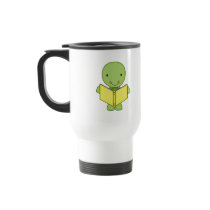 cute reading turtle coffee mug