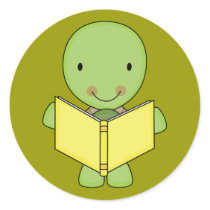 cute reading turtle sticker