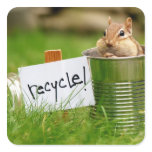 Cute Recycling Chipmunk Square Stickers