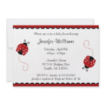 Cute Red and Black Ladybugs Baby Shower Personalized Invitation