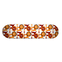 Cute Red and Orange Lions Jungle Pattern White Skate Decks