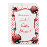 Cute Red And White Ladybug Baby Shower Invitation