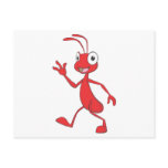 Cute Red Ant Walking Waving Hand Hi Hello postcards