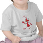 Cute Red Ant Walking Waving Hand Hi Hello Tee Shirts