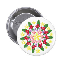 Cute Red Berry Garland Pattern Button