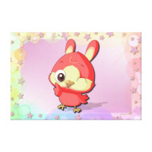 Cute Red Bird Funny Cartoon Character Canvas Stretched Canvas Print