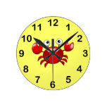 Cute red crab round wall clock