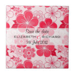 Cute red flowers Save the date Tile
