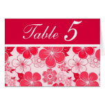 Cute red flowers Table Number Card