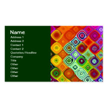 Cute Red Green Abstract Mosaic Business Card
