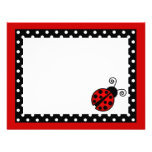 Cute Red Ladybug Flat Thank You Note Cards Personalized Invite