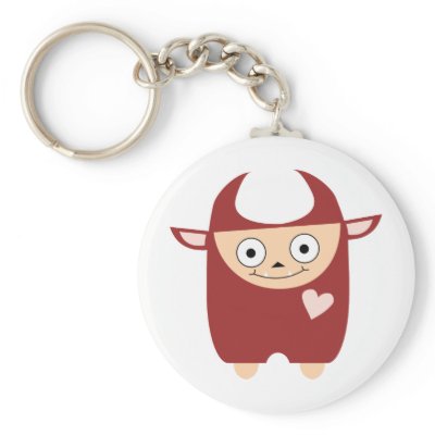 Cute Red Monster Keychains by QueenHare