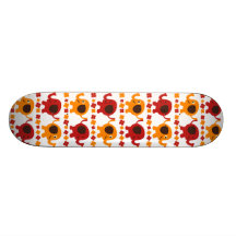 Cute Red Orange Elephant Friends Holding Trunks Custom Skate Board