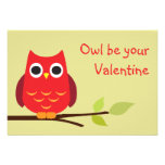 Cute red owl classroom valentine exchange for kids announcement