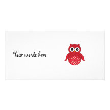 Cute red owl custom photo card