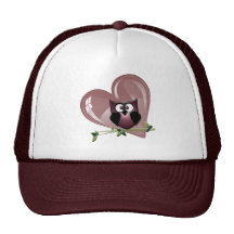 Cute Red Owl Digital Art Mesh Hat