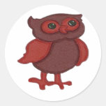 Cute Red Owl Round Sticker