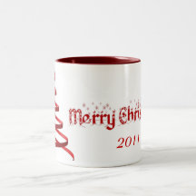 Cute Red Ribbon Tree Merry Christmas Coffee Mug