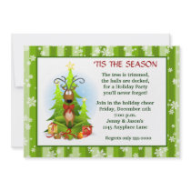 Cute Reindeer Christmas Party Invitation