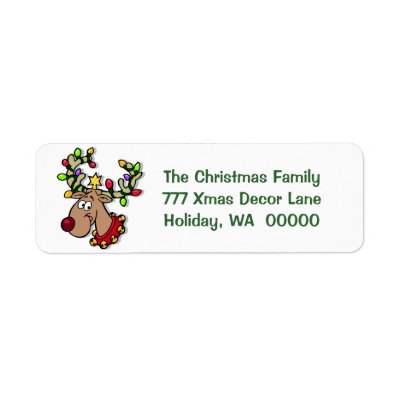 Cute Reindeer Merry Christmas Holiday Address by ChristmasStamps