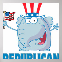 cute republican elephant political cartoon print