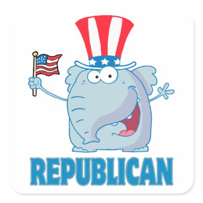 cute republican elephant political cartoon stickers by super_shop