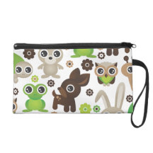 Cute retro frog deer rabbit pattern wristlet