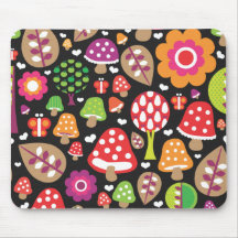 Cute retro muashroom flower leaf mouse pad