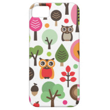 Cute retro owl and trees pattern iphone case
