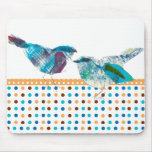 Cute Retro Polka Dot Blue Bird Modern Design mousepads
