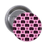 Cute Retro Style Pink Black Camera Pattern