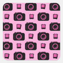 Cute Retro Style Pink Black Camera Pattern Stickers