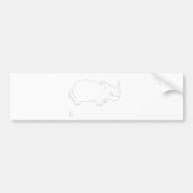 Cute Rhino Rhinoceros Cartoon Line Drawing Bumper Stickers