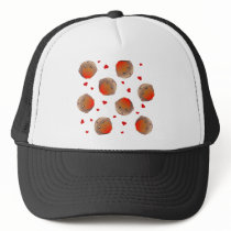 Cute Robin and Red Hearts Design Mesh Hats