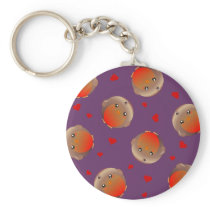 Cute Robin and Red Hearts Design Key Chain