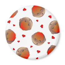 Cute Robin and Red Hearts Design Refrigerator Magnet