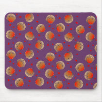 Cute Robin and Red Hearts Design Mousepad