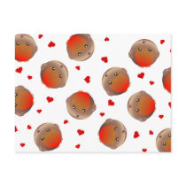 Cute Robin and Red Hearts Design Postcard